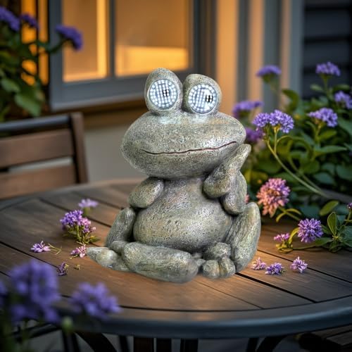 NBQQ Solar Frog Statue Resin Stone Art Statue Outdoor Yard Garden Ornament - Image 6