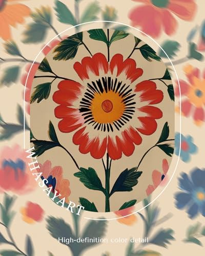 Vintage Floral Framed Canvas Wall Art 16x24 Colorful Flower Painting, Tropical Botanical Nature Boho Bright Vibrant Floral Print, Mexican Traditional Latin Bedroom Home Office Décor - Image 6