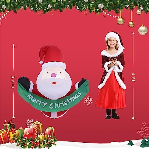 3.5FT Christmas Inflatable Santa Claus with Build-in LED Lights Broke Out from Window, Blow up Christmas Inflatable Outdoor Indoor Decorations (Santa Claus Broke Window) - Image 3