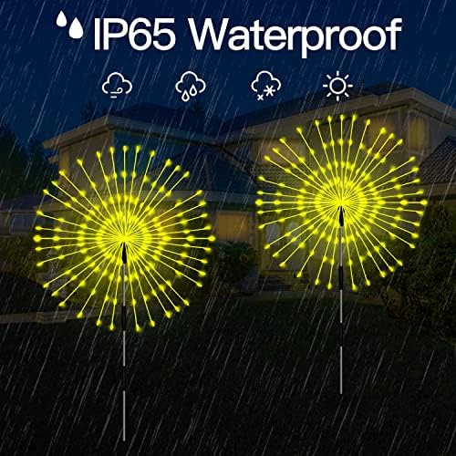 4 Pack Solar Garden Lights Outdoor,120LED Firework Lights,Warm White - Image 2