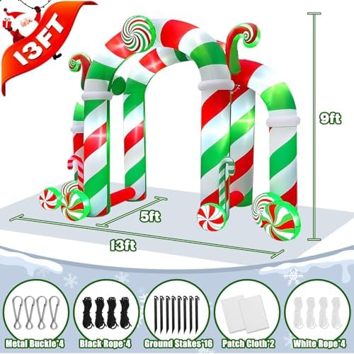 Kalolary 13FT Christmas Inflatables Arch, Giant Xmas Candy Arch Inflatable - Image 2