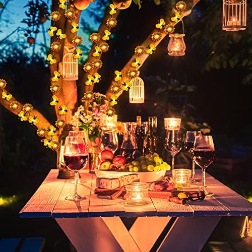 Zhanmai 2 Pcs Bee String Lights Decor 20ft Honeybee Fairy Lights with 60 LED Bulb Battery Operated Bee Tree Decorative for DIY Bedroom Patios Summer Party Indoor Outdoor Wedding Camping - Image 4