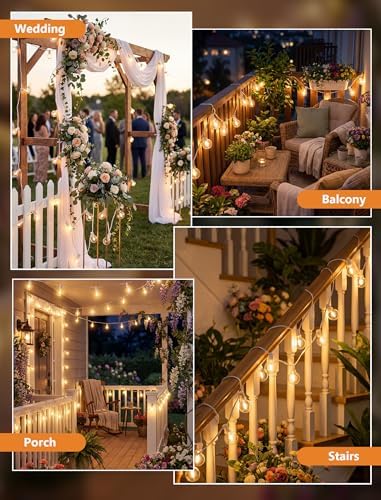 100FT G40 LED White String Lights Outdoor, Connectable Patio Globe String Lights with 52 Shatterproof LED Bulbs, Waterproof Backyard Hanging Lights for Wedding Porch Garden Bistro Deck Balcony Decor - Image 5