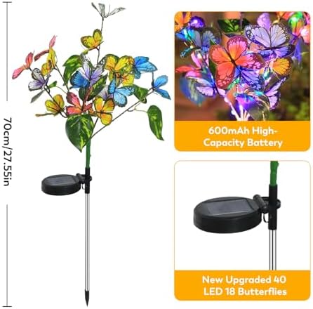 Solar Garden Lights Outdoor Waterproof Solar Lights 4 Pack with New Upgraded 40 LED 18 Butterfly Outdoor Lights for Yard Outside Garden Pathway Decor - Image 5
