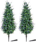 PATIO CHOICE 3ft Artificial Topiary Trees with Lavender Set of 2 Outdoor Faux Plants Artificial Realistic Fake Bushes Decorations for Outdoor Front Porch Garden (Lavender, 36in) by LittleBeaver