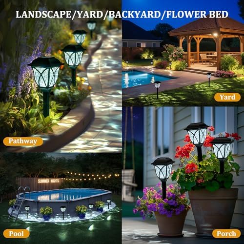 GIGALUMI 6 Pack Solar Lights Outdoor Waterproof, LED Solar Garden Lights - Image 2