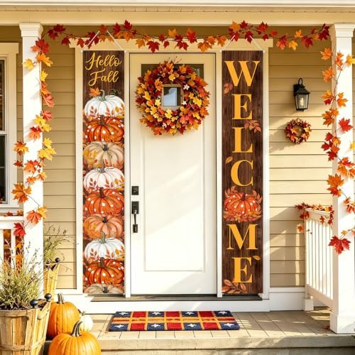Fall Welcome Banner Porch Sign Hello Fall Banner Front Door Outdoor Decor - Image 4