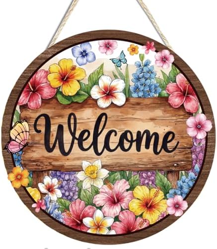 Welcome Hanging Wooden Signs for Front Door Outside by Unknown