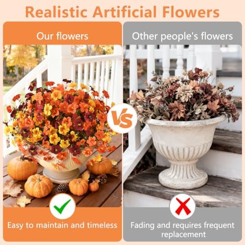 INQCMY 12 Pcs Artificial Petunias Fake Fall Flowers Outdoors UV Resistant - Image 3