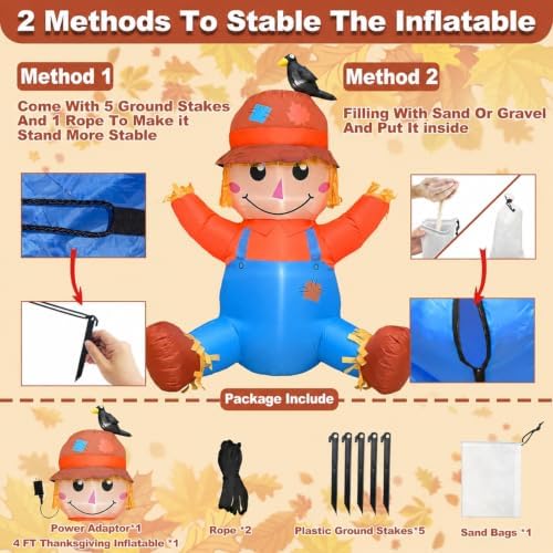 4FT Fall Thanksgiving Inflatables Outdoor Decorations with Built-in LEDs - Image 4