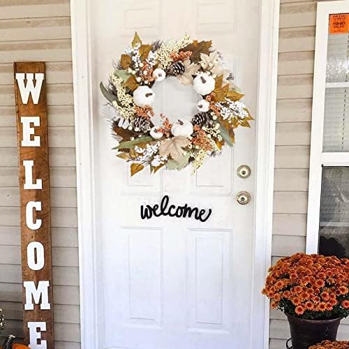 Fall Decor - 18 Inch Autumn Maple Leaf Pumpkin Pine Cone Berry Wreath - Image 5