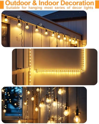 ispneay 48 Clear Waterproof Adhesive Hooks for Outdoor String Lights Clips - Image 5