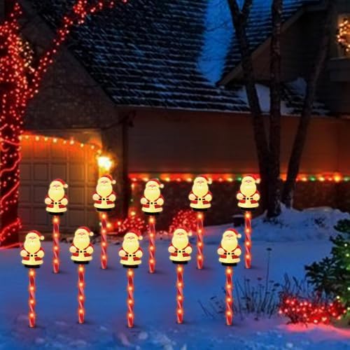 LAMPHOME Christmas Pathway Lights Outdoor, 5PCS Santa Christmas Decorations Outdoor Yard, Pathway Marker Stake Lights for Patio Ground Path Sidewalk Walkway Driveway - Image 6