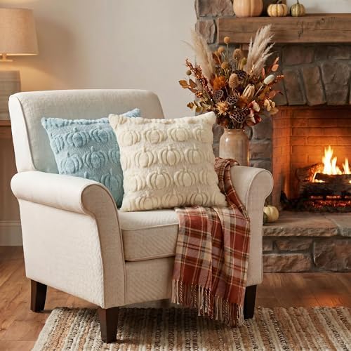 AVOIN colorlife Blue Beige Fall Throw Pillow Covers 18x18 Inch - Image 4