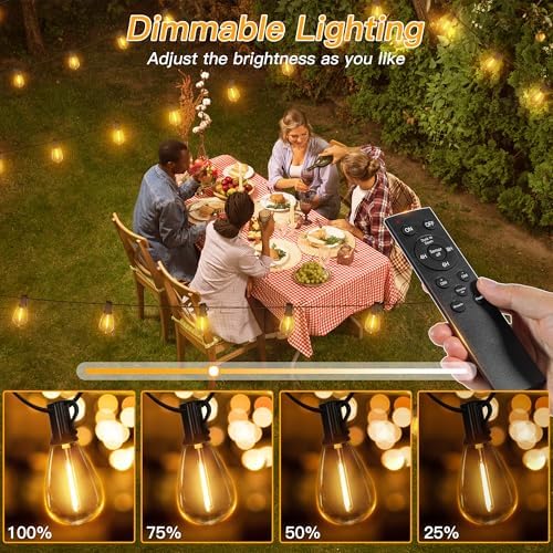 Ollny S11 Outdoor String Lights with Remote, 30 FT 3 Modes Dimmable Timers Waterproof Connectable Patio Lights, 15+1 LED Spare Bulb Dusk to Dawn Hanging Light for Indoor Porch Balcony Cafe - Image 6