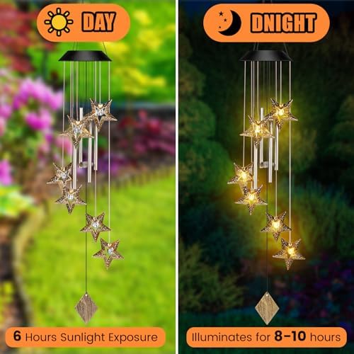 Colingmill Solar Wind Chimes for Outside,Star,Warm Lights - Image 3