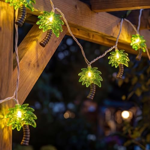 Oviejo Palm Tree String Lights,8.5Ft Patio String Lights with 10 LED Bulbs, Connectable Tiki Bar Lights for Summer Party/Hawaiian/Luau/Tiki,White Wire by Oviejo