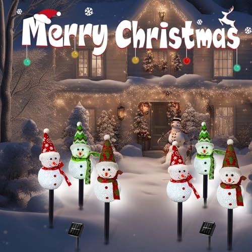 Solar Christmas Snowman Pathway Lights Outdoor Decoration, 6 Pack - Image 7