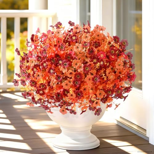Yastouay Artificial Mums for Outdoors, 12 Bundles UV Resistant Fake Mums by Yastouay