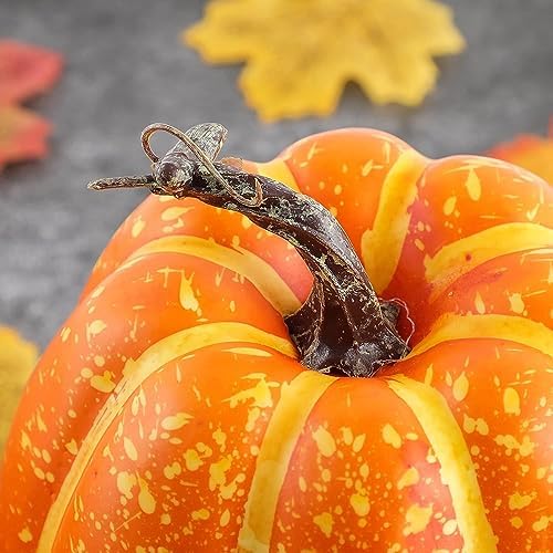 Ywlake 16 Pcs Pumpkin Fall Decorations, Decorative Large Small Outdoor Orange Foam Plastic Fake Faux Artificial Pumpkins for Halloween Autumn Harvest Festival Home Table Decor - Image 6
