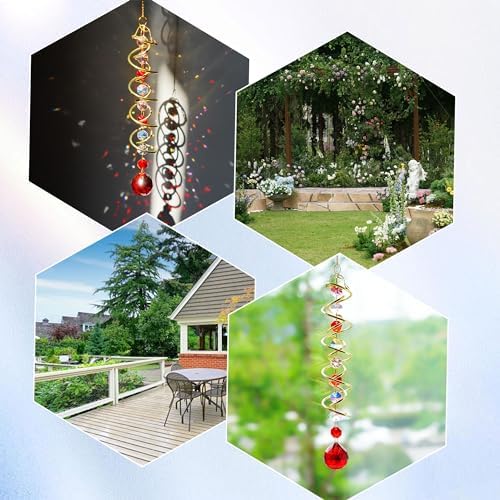 20.5in Crystal Gazing Ball Wind Spinner Suncatcher Garden Decor - Image 5