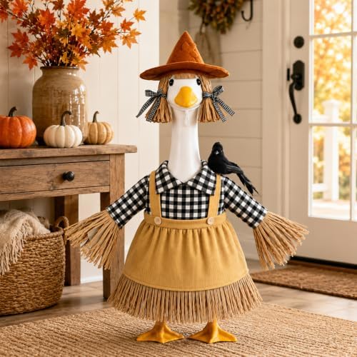 Fall Porch Goose Outfit Scarecrow Goose Clothes for Outdoor Lawn Decor - Image 5