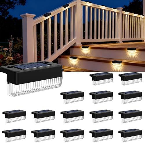 Solar Deck Lights Outdoor, Solar Step Lights Waterproof, 16 Pack Warm White by COOZAMING