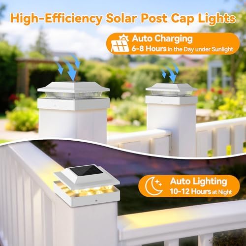 Solar Post Cap Lights for 4x4 Wood/Vinyl Posts, 6 Pack - Image 4