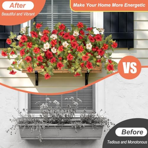 Ammyoo Artificial Fall Flowers Fake Petunias Plants for Outdoor Decoration - Image 6