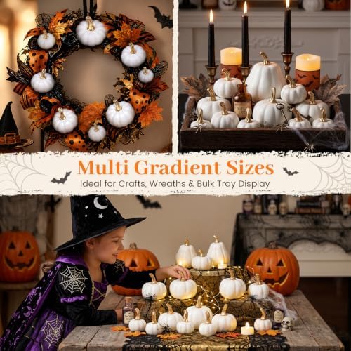 DomeStar 18 PCS White Pumpkins for Decoration, Small White Pumpkins - Image 3