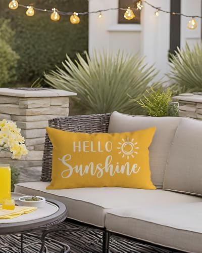 PANDICORN Hello Sunshine Throw Pillow Cover 12x20 Inch Sun, Yellow - Image 6