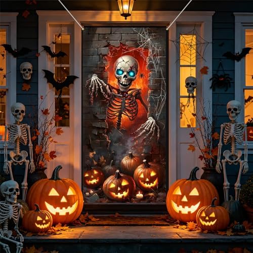 35.4" x 70.8" Halloween Door Cover, Haunted House Front Door Decor - Image 4