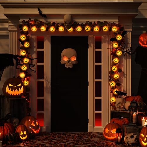 Pumpkin Halloween Decorations Lights, 8.5FT Pumpkin String Lights with 10 LED Waterproof Orange Jack-O-Lantern Lights for Outdoor Indoor Home, Halloween Party Decorations, Black Wire, Plug in - Image 4