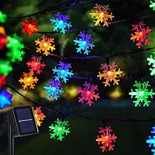 Dazzle Bright 100 LED Solar Christmas Snowflake Lights Outdoor, 39 FT Solar Powered Snowflake String Lights Waterproof for Xmas Tree, Holiday, Wedding Party, Patio Decorations (Multi Color) by DazzleBright