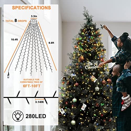 BOLWEO Christmas Tree Lights, 400LED 16 Lines Christmas Lights for Tree 8 Modes for 6ft-7ft Christmas Tree, UL Certified Indoor Outdoor Christmas Decorations 16 * 6.6ft Drops Multi-Colored - Image 6