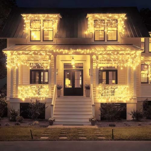 320LED Solar Christmas Lights Outdoor Waterproof Christmas Decorations Lights 29.5ft 60 Drops,8 Modes Solar Powered Rechargeable Fairy Lights for Party, Holiday,Wedding Decorations (Warm White) - Image 7