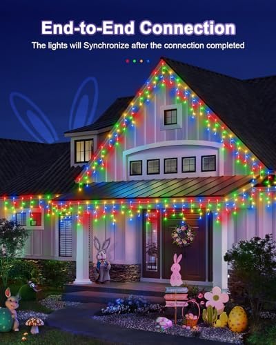 Christmas Lights Outdoor, 53 FT 486 LED Christmas Lights for Outside, Timer & Memory, Plug in 8 Modes Hanging Fairy Lights with 108 Drops for House Eaves Yard Patio Holidays Decorations, Multicolor - Image 4