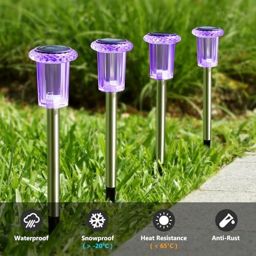 Halloween Solar Lights Outdoor 15 Pack LED Purple Pathway Lights - Image 6