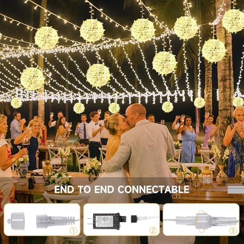 Baung Christmas String Lights Outdoors,4 Pack 7.98" Sphere Ball Tree Garden Globe Lights for Home, Party, Christmas, Porch Patio,Wedding, Garden,Tree Decoration with Memory Function Plug - Image 4