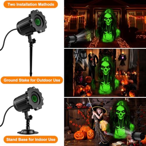 Halloween Projector Outdoor, 2026 Upgraded 3D Dynamic Skull HD Patterns,Clearer Holiday Light Ideal for Window Wall Displays and Halloween Garage Door Cover Projections - Image 4