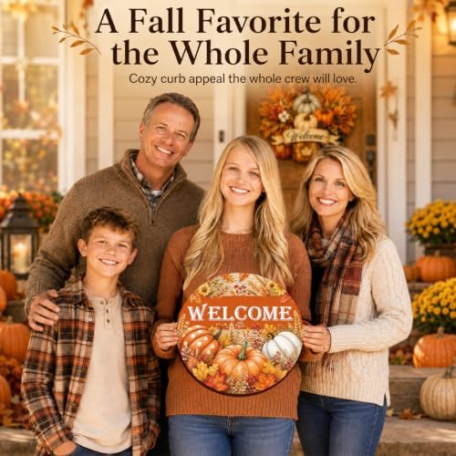 Fall Door Decor Wooden Pumpkin Welcome Sign for Front Door - Image 6