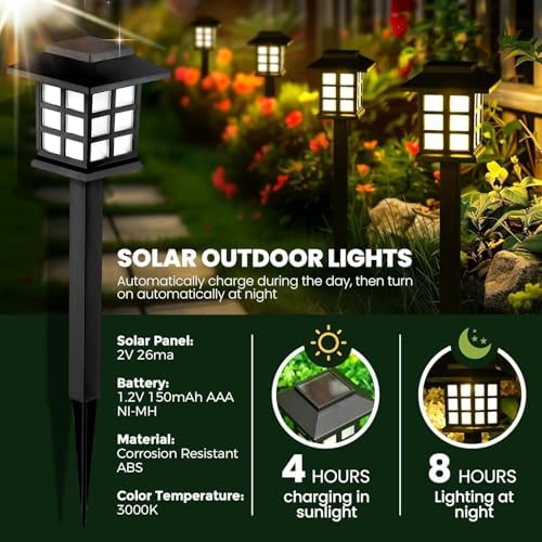 GIGALUMI Solar Lights Outdoor Waterproof 10 Pack, LED Garden Decor - Image 3