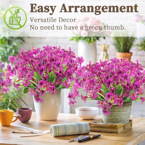 ColoPlay 24 Light Purple Bundles Artificial Flowers for Outdoors/Indoors Fake Flowers Plants for Indoor Outside Garden Porch Window Box Home Wedding Farmhouse (Pack of 2) - Image 6