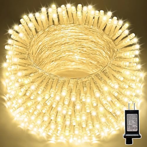 LAMPHOME 33ft Christmas Decorative Mini Lights, 100 LED Transparent Wire Fairy Starry String Lights Plug in, 16 Lighting Modes, for Indoor Outdoor Xmas Tree Wedding Party Decoration (Warm White) by ULL