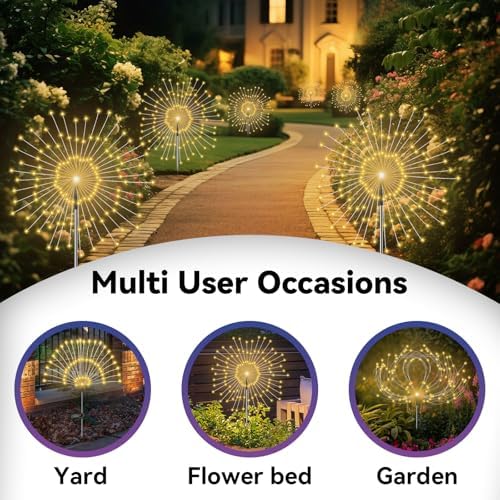 Solar Garden Lights Outdoor, Solar Firework Fairy Lights Garden Decor - Image 5
