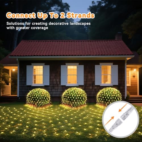 LitHome 14.8FT x 5FT Christmas Net Lights Outdoor Mesh Lights Connectable - Image 3
