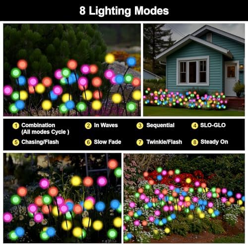 Solar Firefly Lights Outdoor Multicolor Swaying Garden Decor 4 PK - Image 3