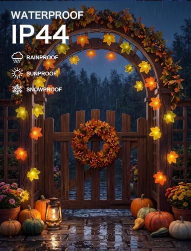 SUNSGNE 13.6FT Fall Lights, 35 LED Maple Leaf Thanksgiving String Lights - Image 3
