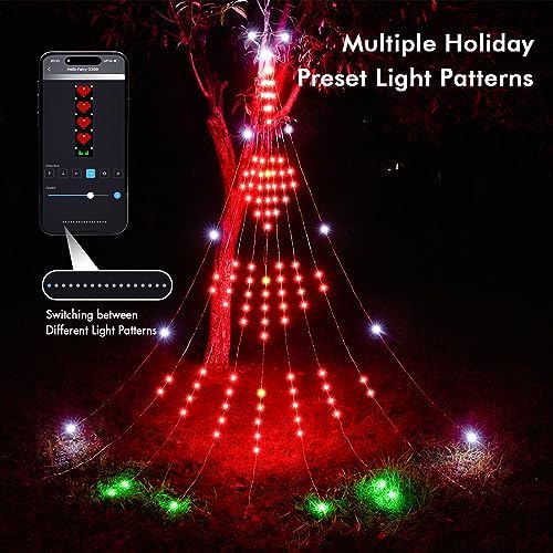 HOLILLUMA 12FT Smart Waterfall String Lights Outdoor Christmas Decorations - Image 6