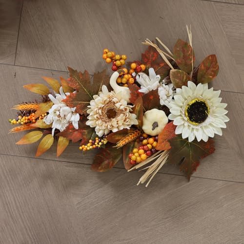 Artificial Fall Teardrop Swag Hanging Teardrop Swag Autumn Swags Fall Wreaths with Pumpkin Maple Leaves for Thanksgiving Fall Front Door Window Wall Porch Eaves Doorways Festivals Decor - Image 4